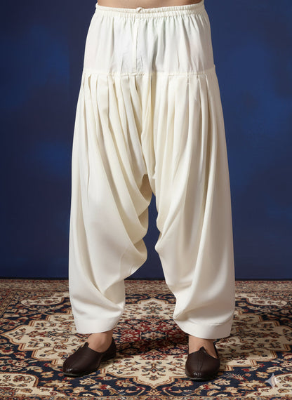 Zavaya Cream Plain Cotton Patiala