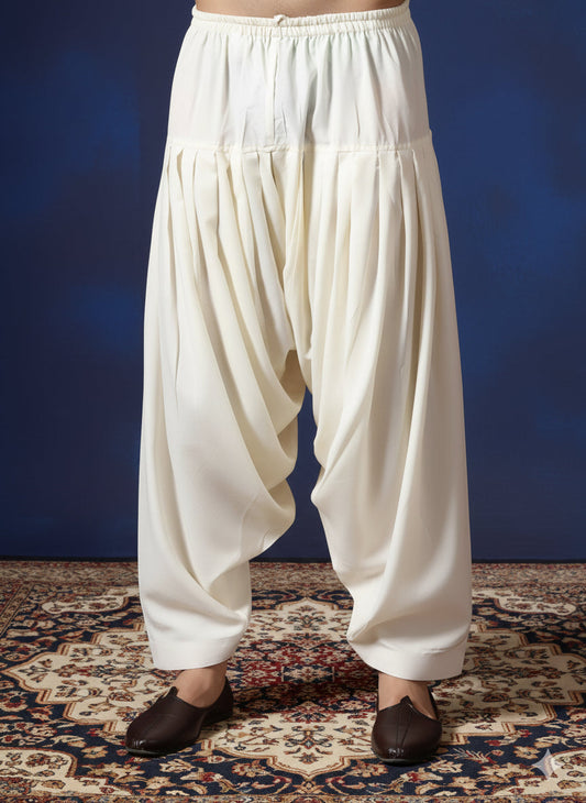 Zavaya Cream Plain Cotton Patiala