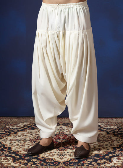 Zavaya Cream Plain Cotton Patiala