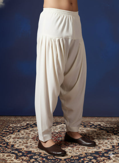 Zavaya Cream Plain Cotton Patiala