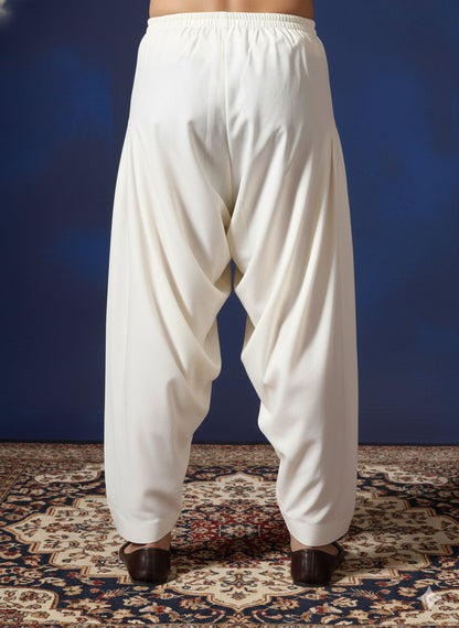 Zavaya Cream Plain Cotton Patiala