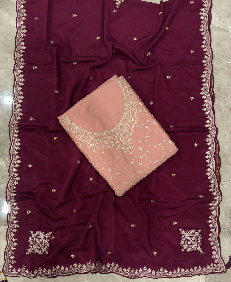 KC Heavy Chinon Peach Salwar Suit For Women Ethnic Wear