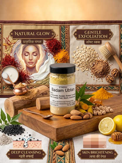 Etheric Badam Ubtan | Ayurvedic Almond Ubtan for Glowing, Radiant & Naturally Bright Skin Face Pack