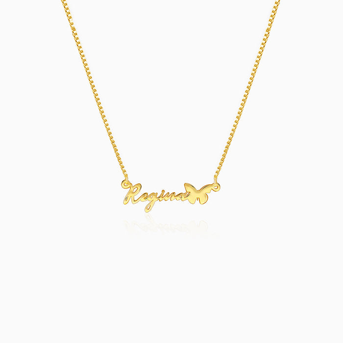 Golden Personalised Butterfly Pendant