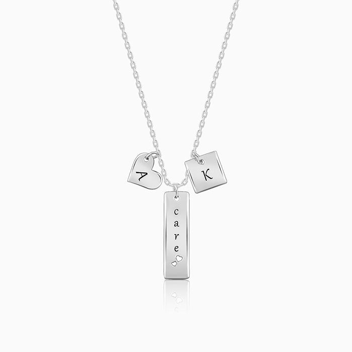 Silver Personalised Initial Charm Pendant With Link Chain