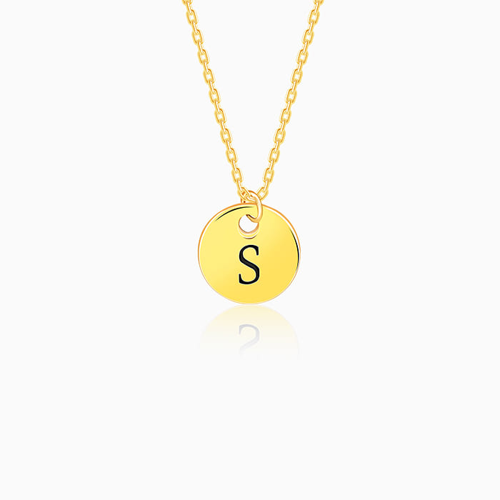 Golden Personalised Classic Initial Pendant with Link Chain