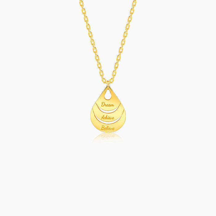 Golden Personalised Dreamy Teardrop Pendant With Link Chain