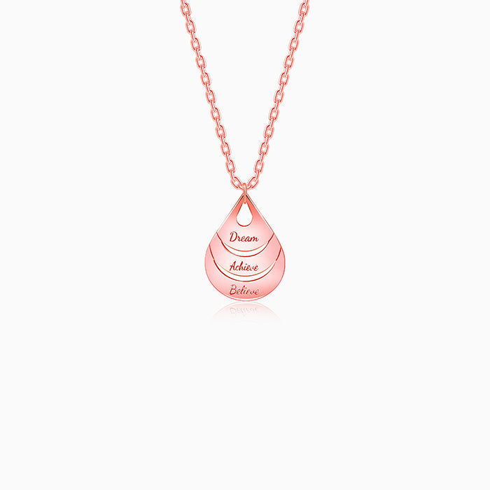 Rose Gold Personalised Dreamy Teardrop Pendant With Link Chain