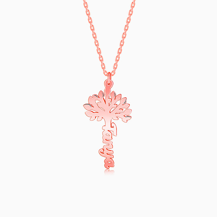 Rose Gold Personalised Tree of Names Pendant with Link Chain