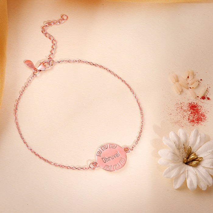 Rose Gold Personalised Celtic Bracelet Rakhi