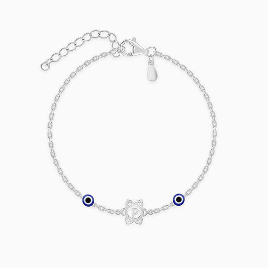 Silver Personalised Evil Eye Bloom Bracelet Rakhi