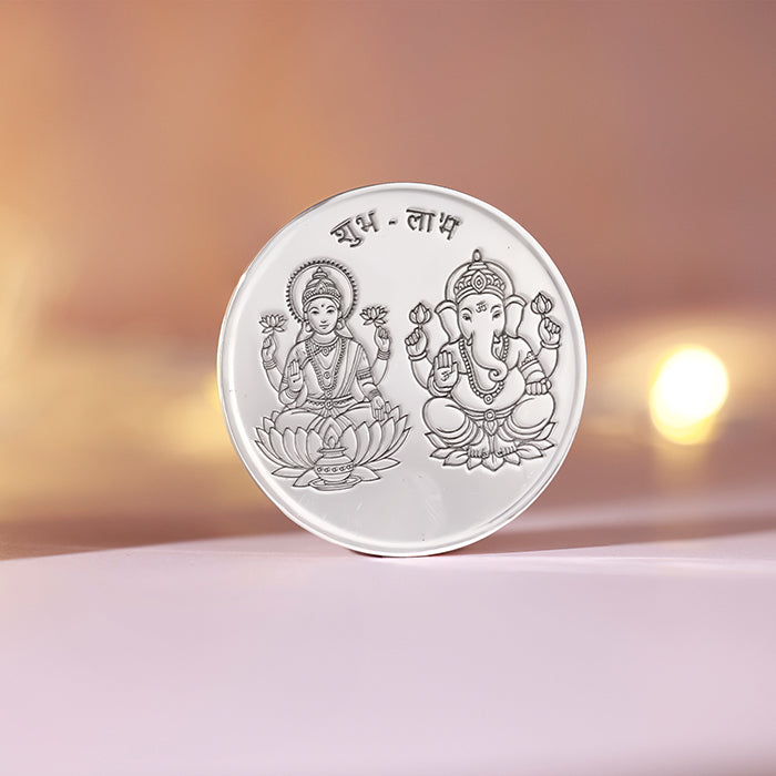 Silver Laxmi & Ganpati Coin - (50g)