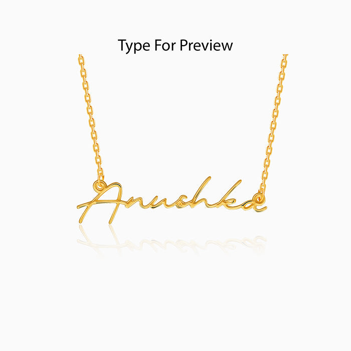 Golden Personalised Signature Name Necklace