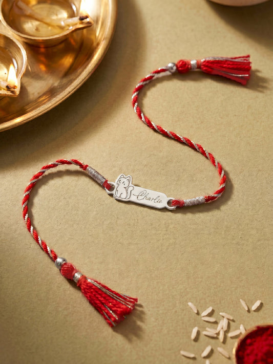 Silver Personalised Kitty Love Rakhi