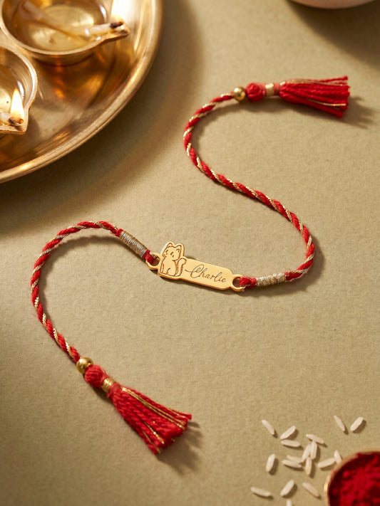 Golden Personalised Kitty Love Rakhi
