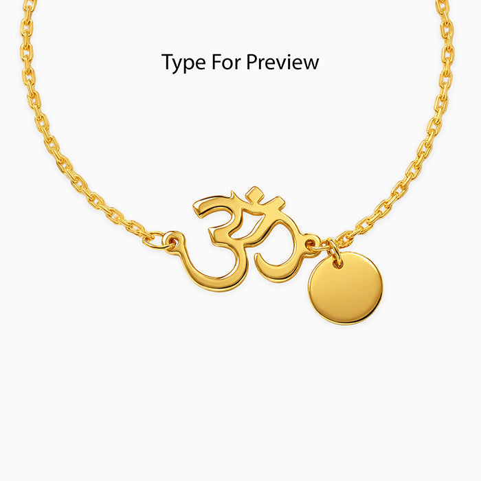 Golden Personalised Classy Om Heartbeat Bracelet