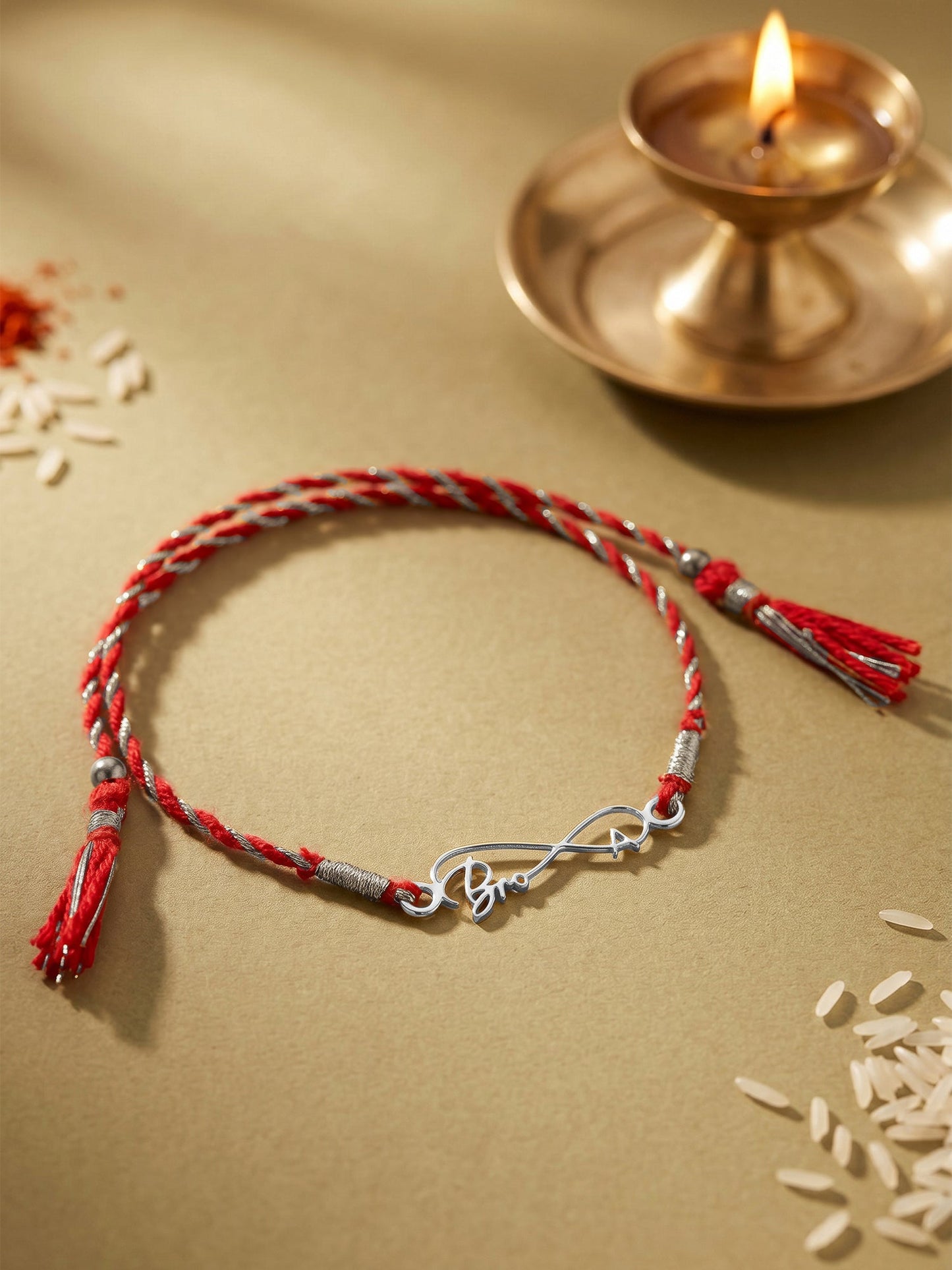 Silver Personalised Forever Bro Initial Rakhi