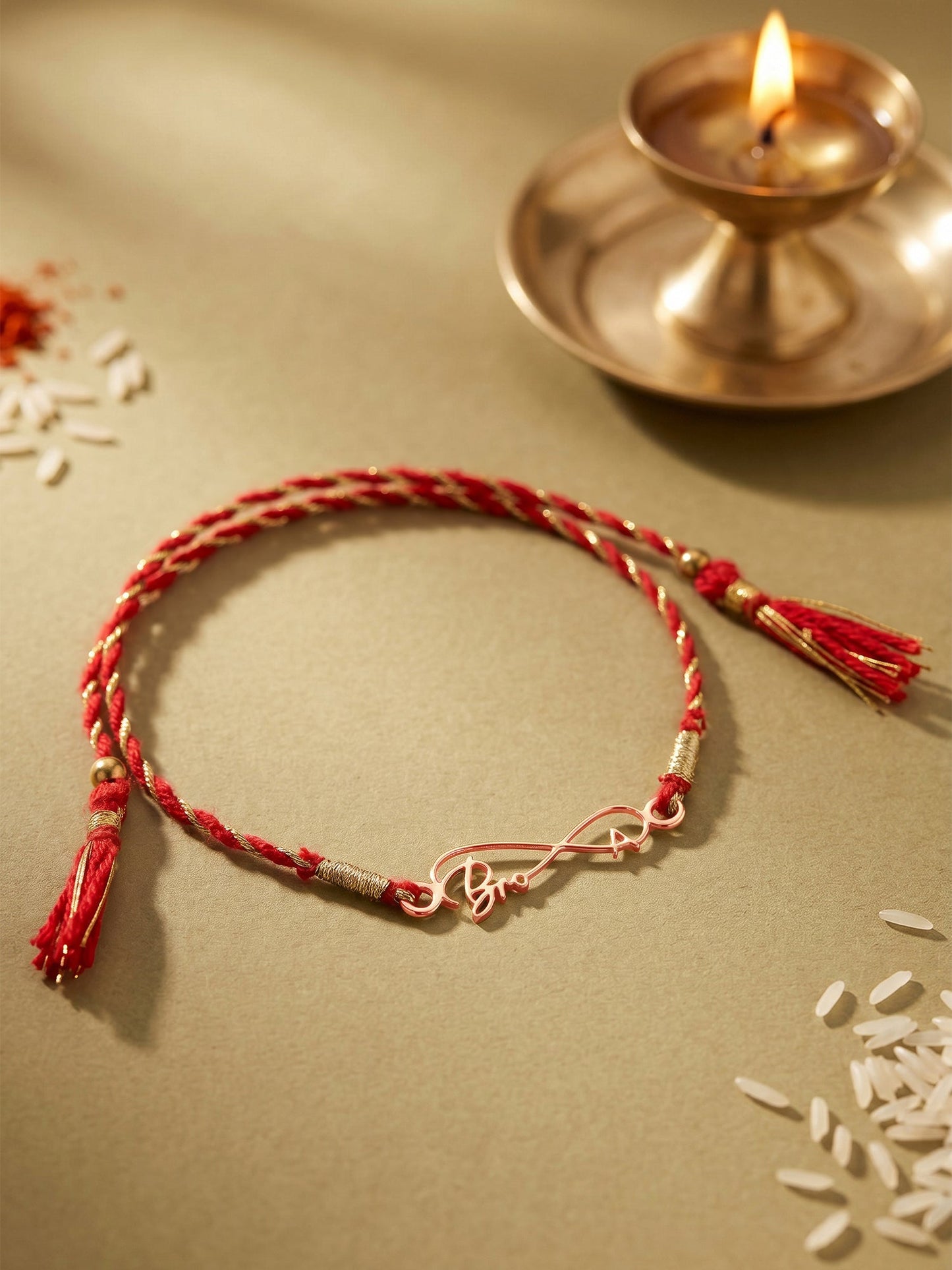 Rose Gold Personalised Forever Bro Initial Rakhi