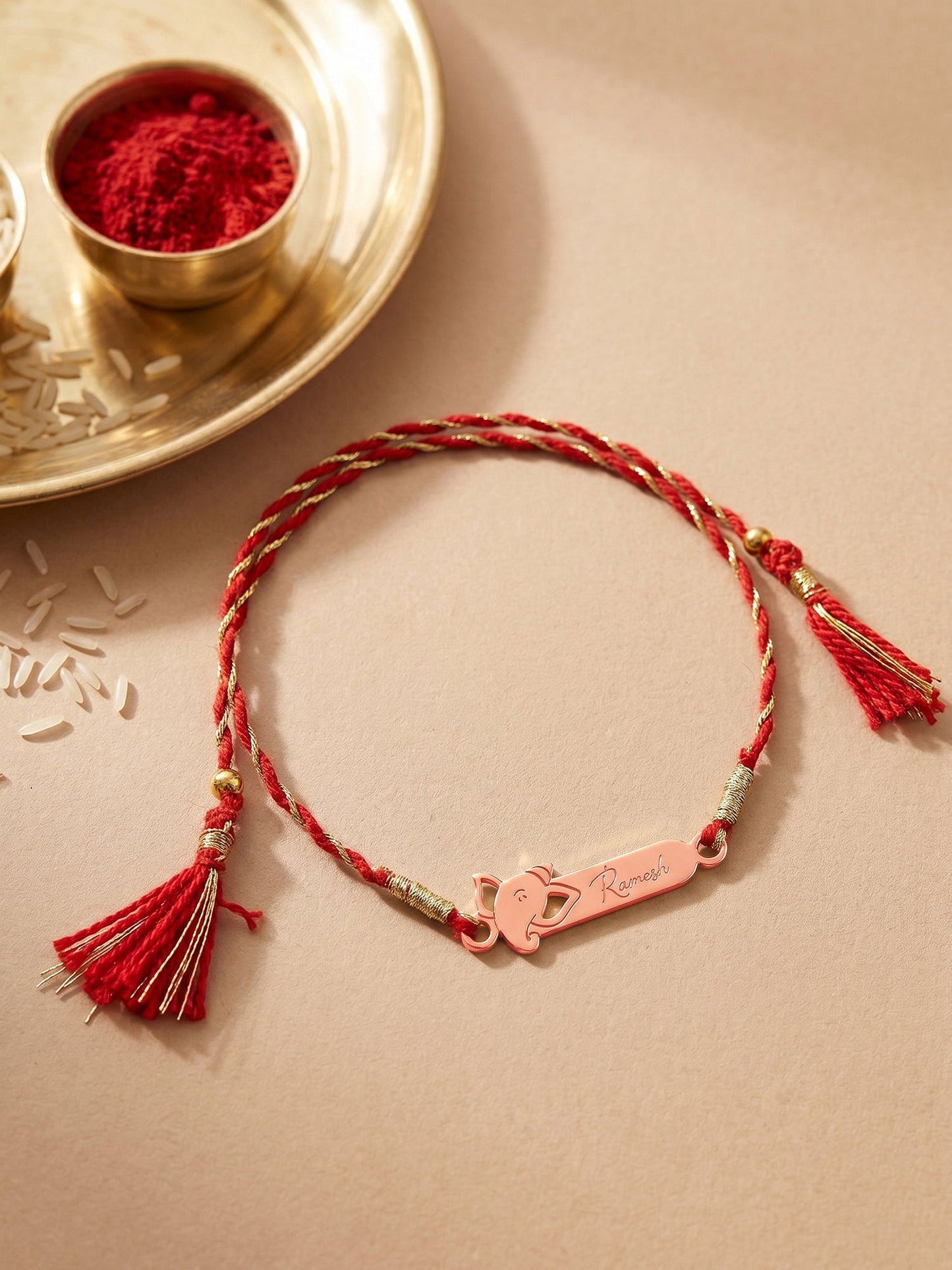Rose Gold Personalised Sacred Ganesha Rakhi