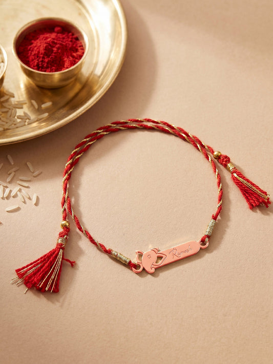 Rose Gold Personalised Sacred Ganesha Rakhi