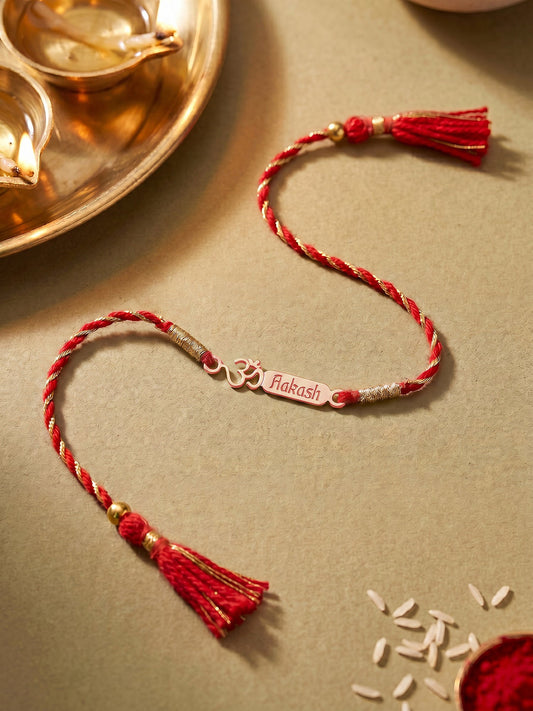 Rose Gold Personalised Om Blessing Rakhi