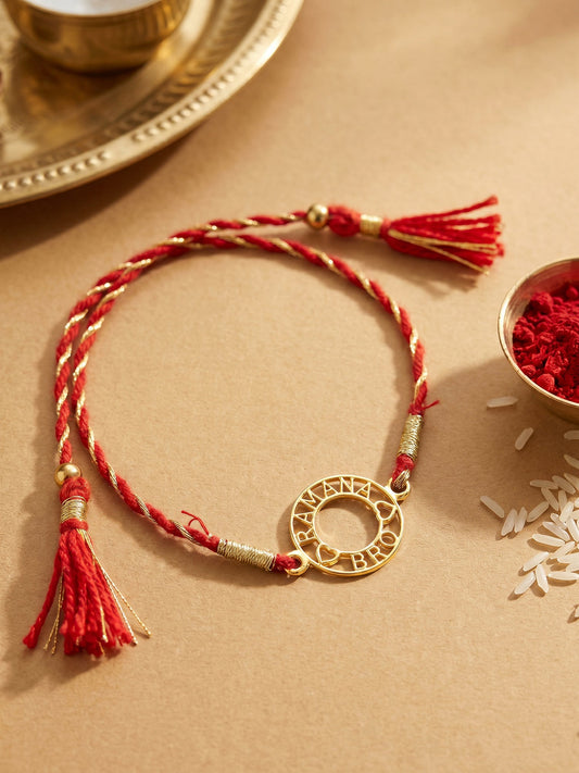 Golden Personalised Aura Circle Rakhi