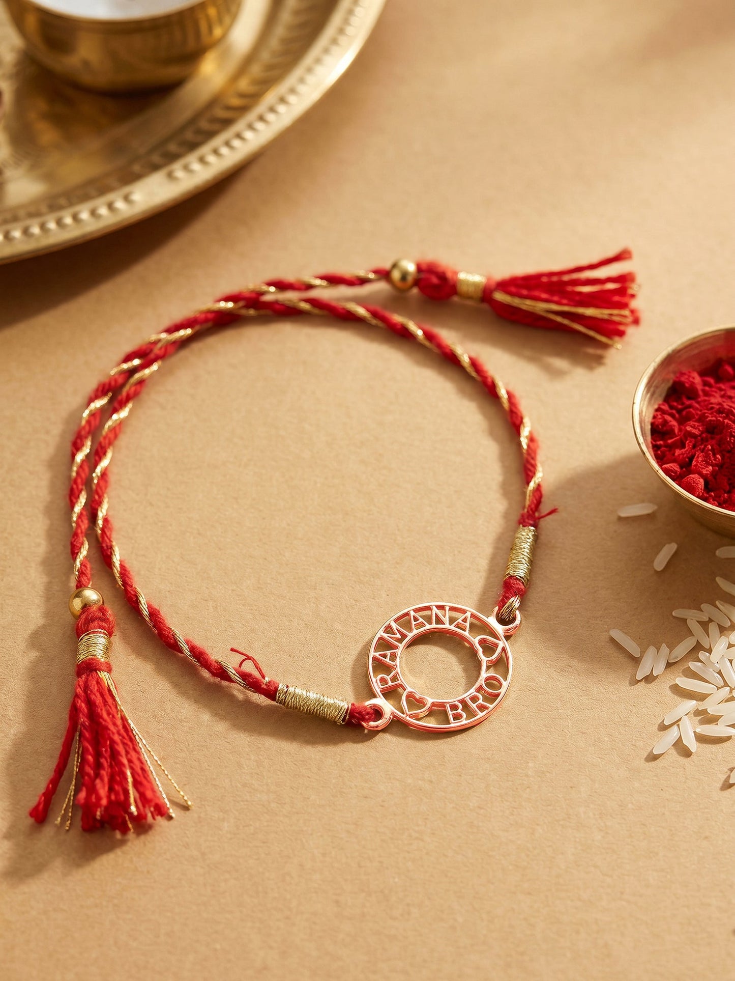 Rose Gold Personalised Aura Circle Rakhi