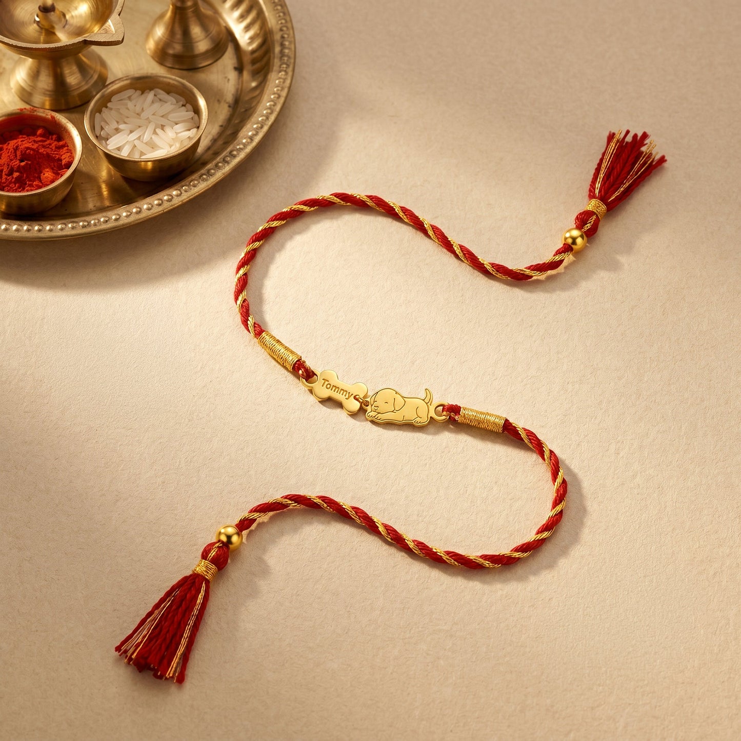 Golden Personalised Doggo Love Rakhi