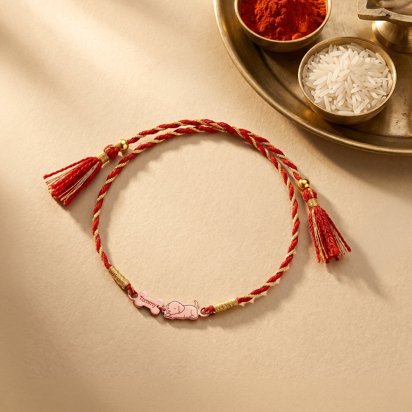 Rose Gold Personalised Doggo Love Rakhi