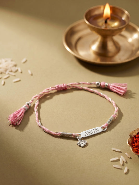 Silver Personalised Unicorn Name Kids Rakhi