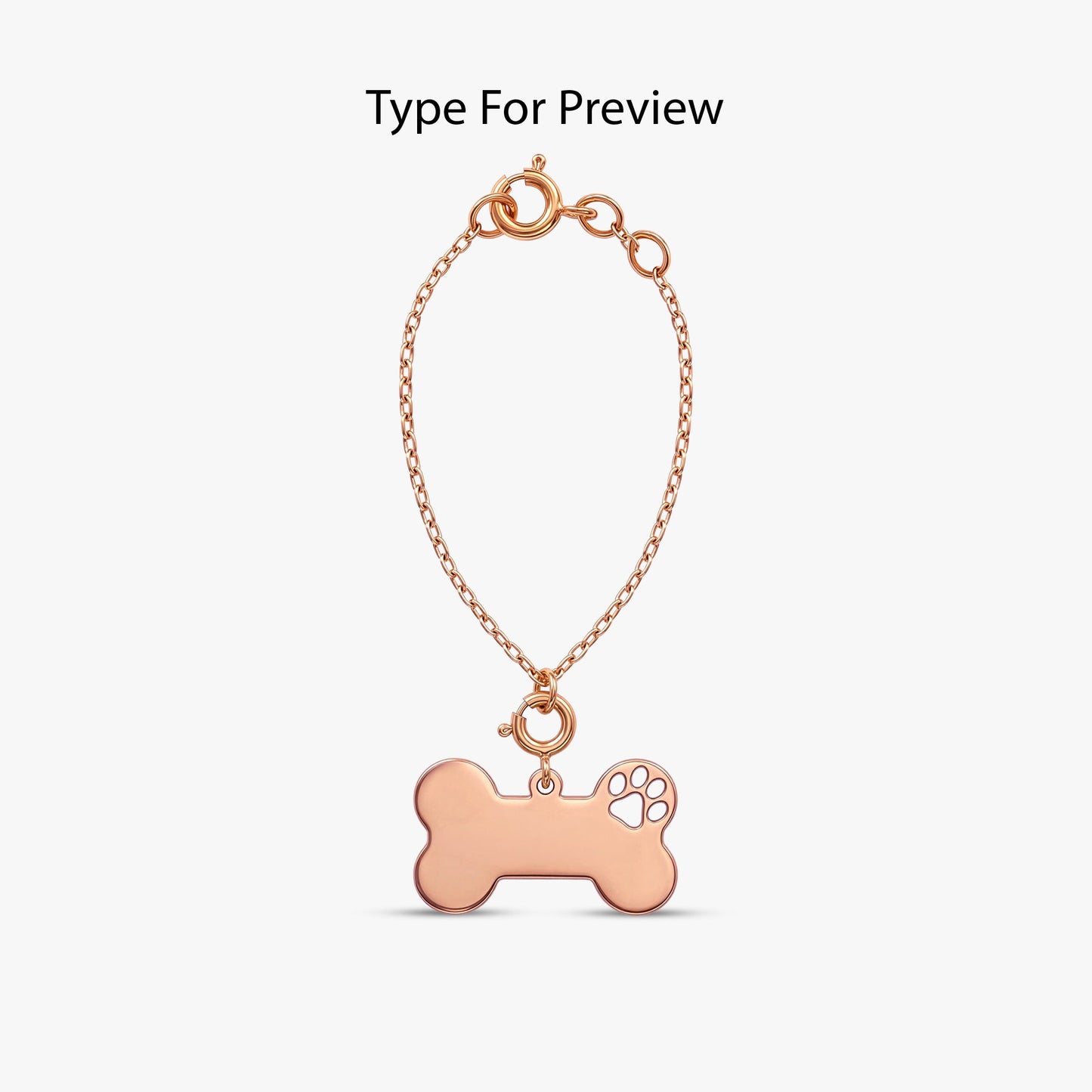 Rose Gold Personalised Paw Print Bone Pet Charm