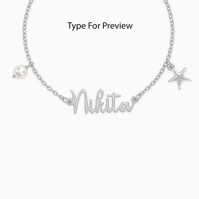 Silver Personalised Pretty Starfish Bracelet