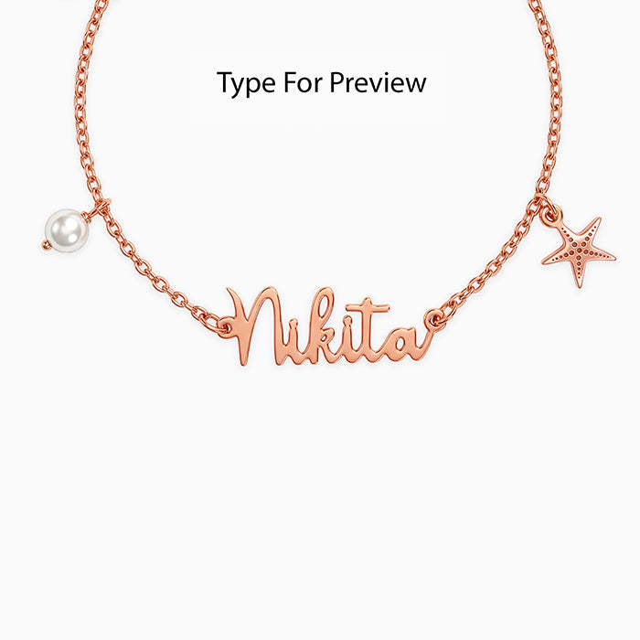 Rose Gold Personalised Pretty Starfish Bracelet