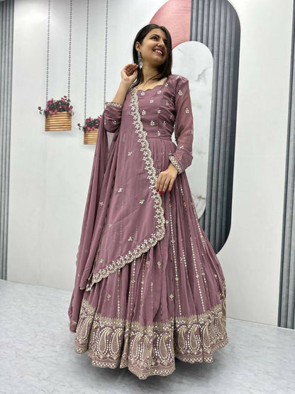 Teeya Creation Womens New Heavy Fox Georgette Fabric With Heavy Embroidery Work Gown Set