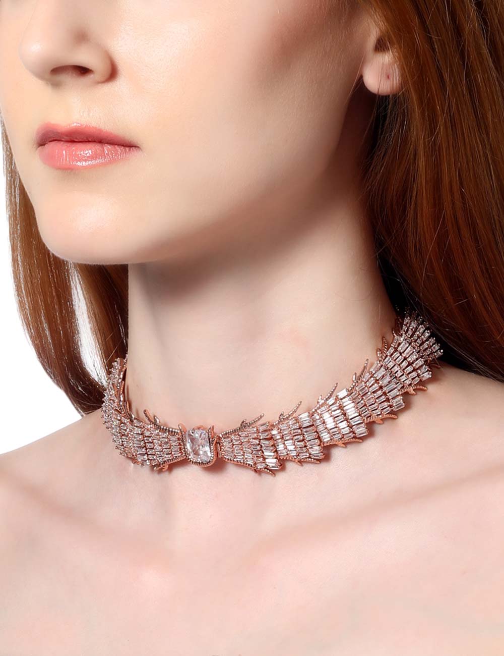 Glazed Rose Choker Necklace