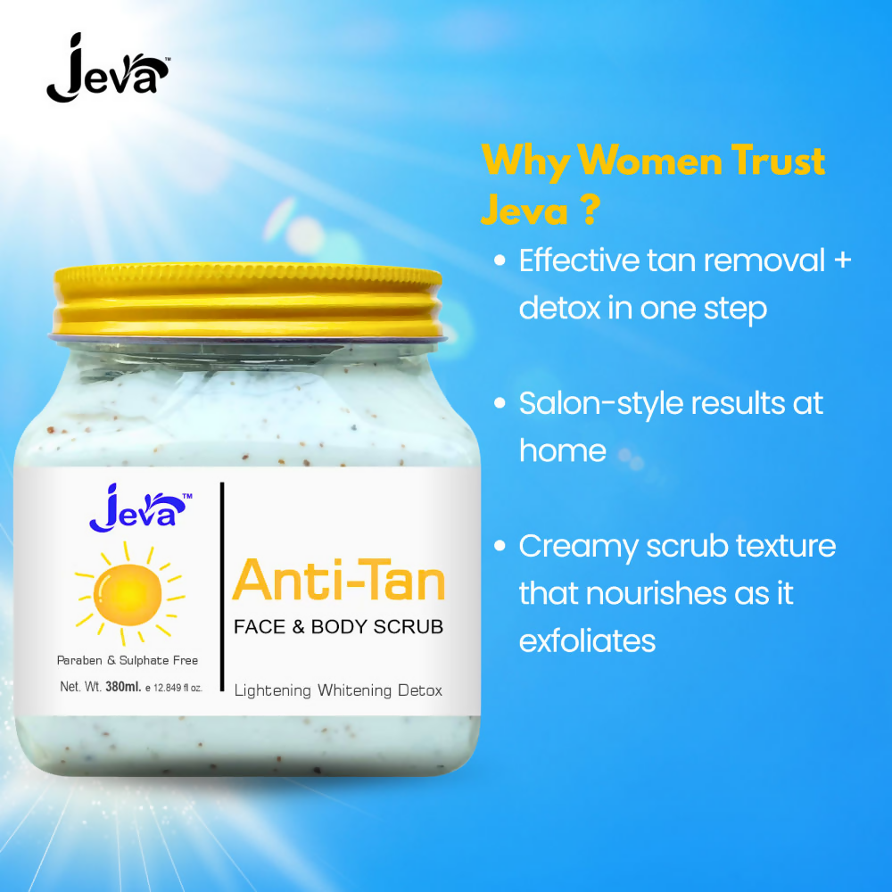 Jeva Anti-Tan Detox Scrub - Skin Brightening & Tan Removal Gel