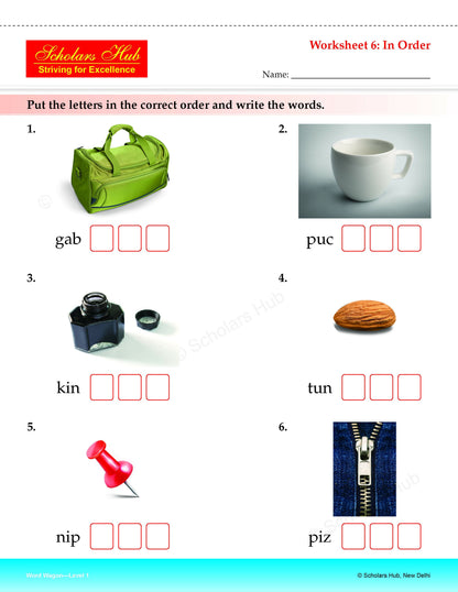 Step By Step Skills Word Wagon-1(Tearble Colourful Worksheets)