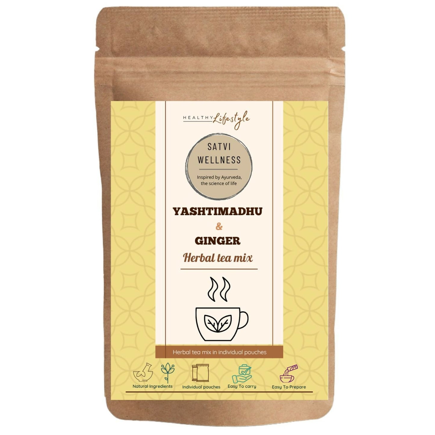 Satvi Wellness Yeshtimadhu Ginger Herbal Infusion Mix In Indvidual Packets | Herbal Tea Sachet