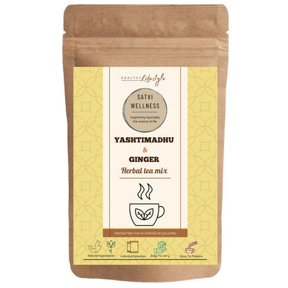 Satvi Wellness Yeshtimadhu Ginger Herbal Infusion Mix In Indvidual Packets | Herbal Tea Sachet