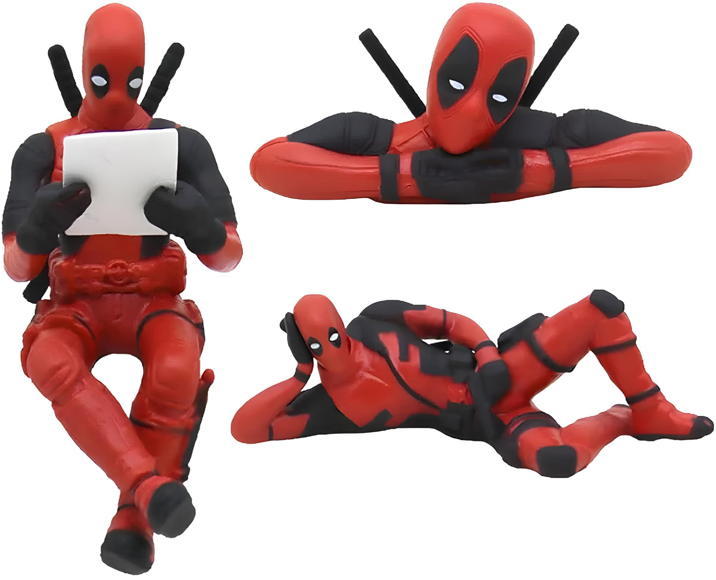Deadpool Action Figure Miniatures | Set Of 3 |For Car Dashboard, Work Desk| Collectible | 8 Cms |