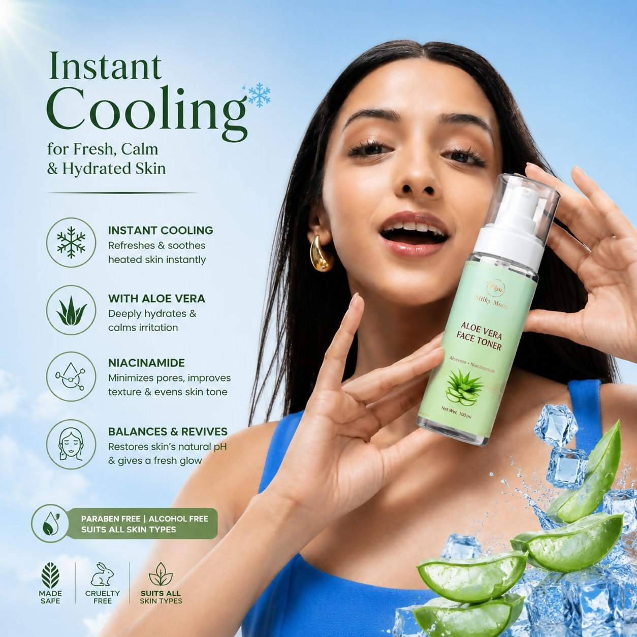 Milky Moon Aloe Vera Toner Instant Cooling & Hydrating Face Toner