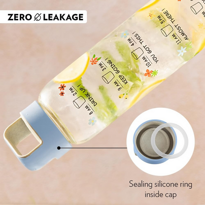 Borosil Neo Motivational Time Marker Bottle with Husk Lid
