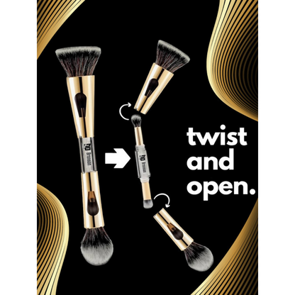 Bronson Professional 4 in 1 Travel Brush Foundation Brush, Powder Brush, Eyeshadow Brush, Flat Brush