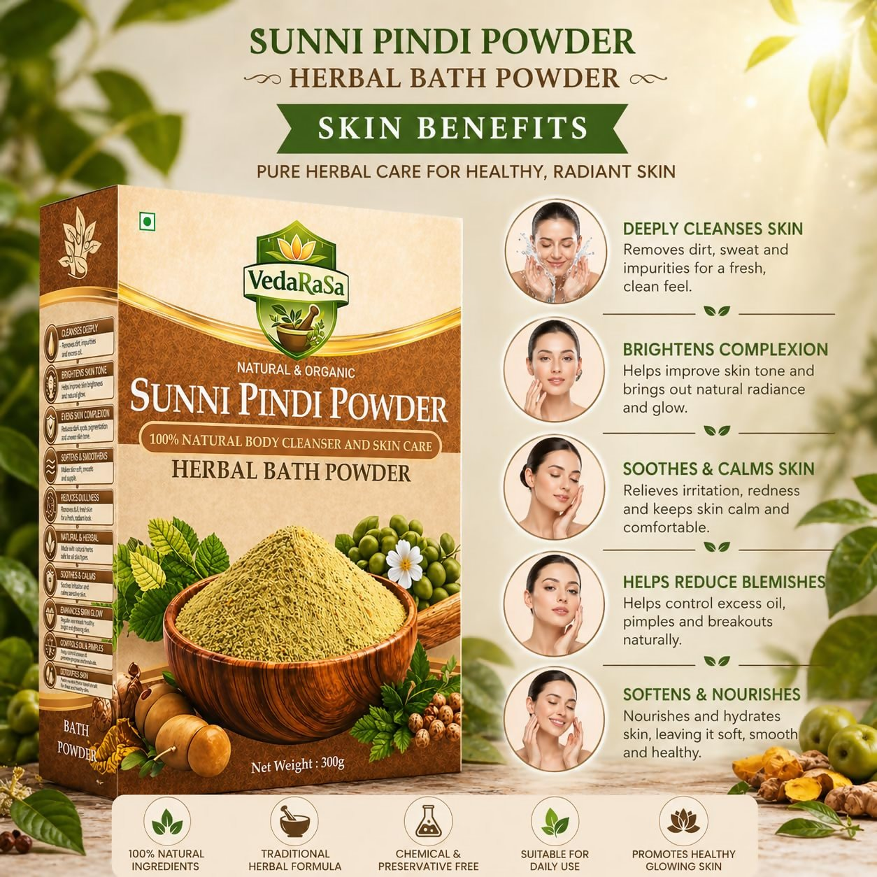 VedaRasa Sunni Pindi Herbal Bath Powder