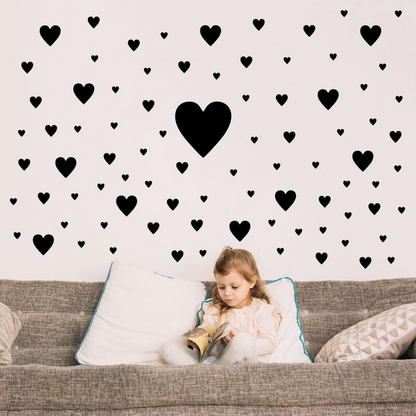 CVANU Cute Loving Heart Shape Pattern Vinyl Wall Art Self-Adhesive Durable Stickers
