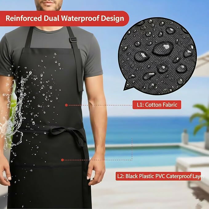 Horseyaart Professional Waterproof Apron For Kitchen/Chef-Black