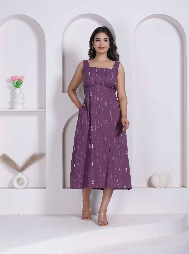 Miravan Womens Abstract Printed Wine ALine Maxi Dress