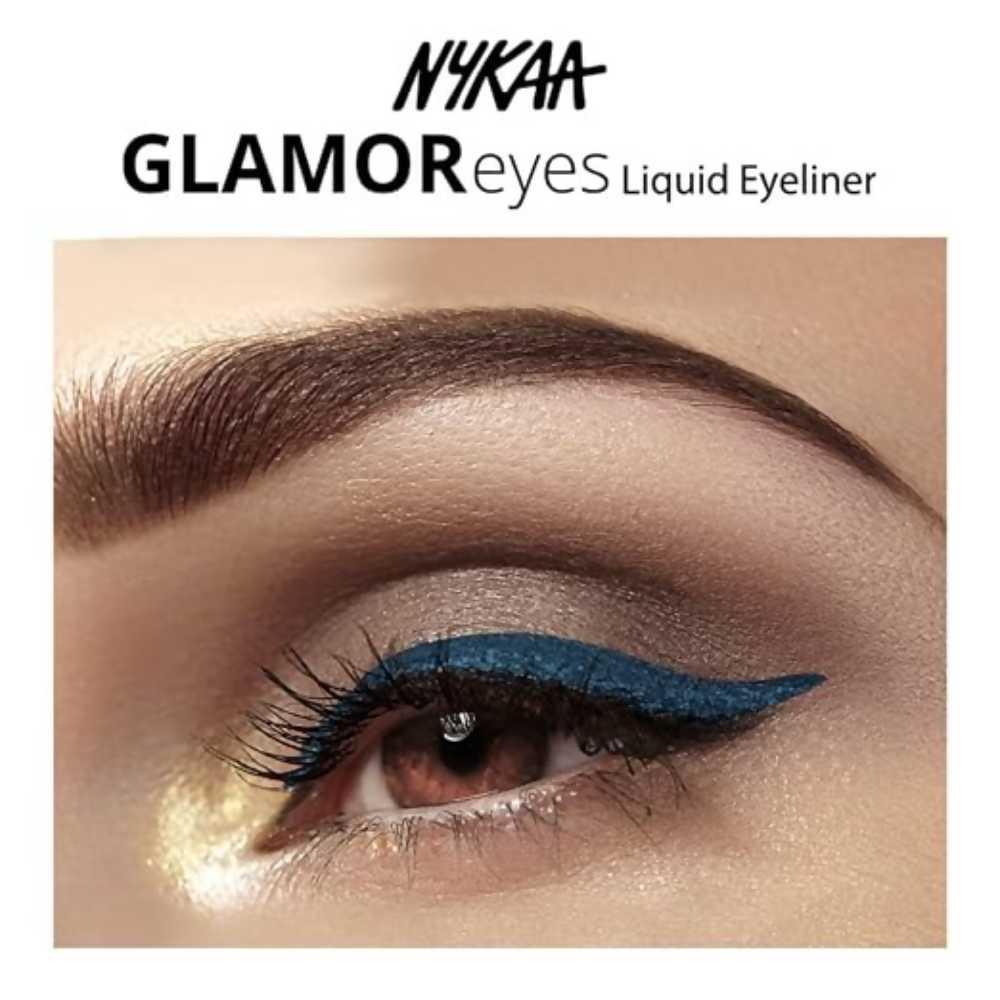 Nykaa Glamoreyes Waterproof & Smudgeproof Coloured Natural Liquid Eyeliner - Blue
