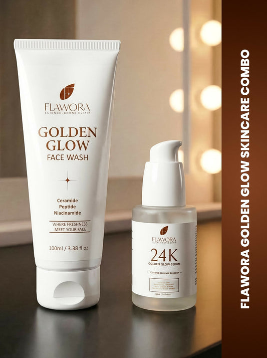 Flawora Set of Golden Glow Face Wash and 24k Golden Glow Face Serum