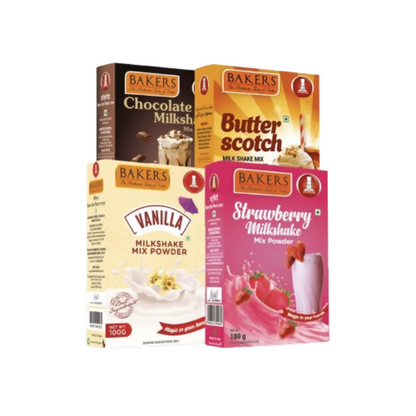 BAKERS Milk Shake Mix - Chocolate, Butterscotch, Vanilla & Strawberry